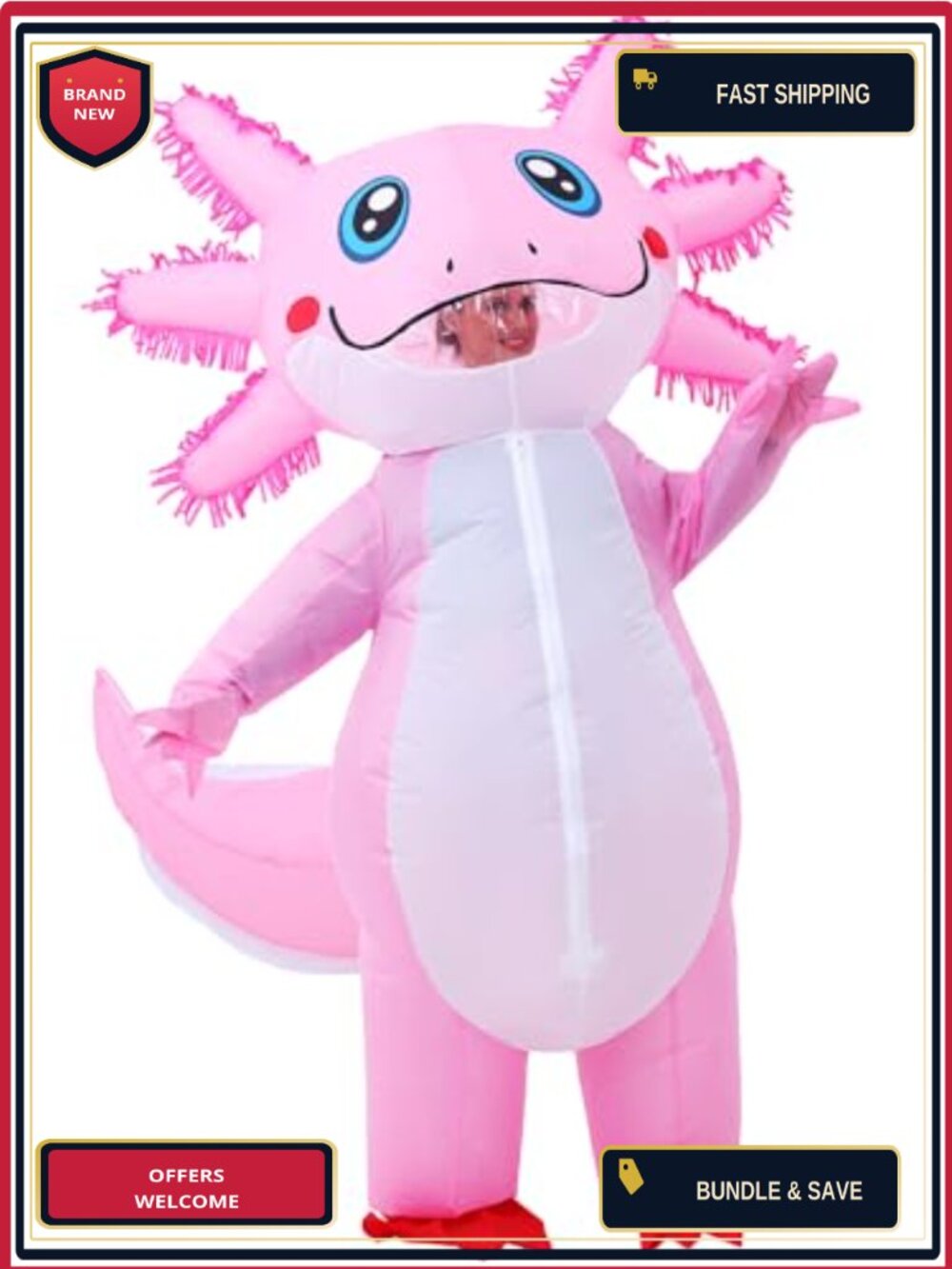 Inflatable Axolotl Costume Adult Full Body Blow Up Suit Halloween Party